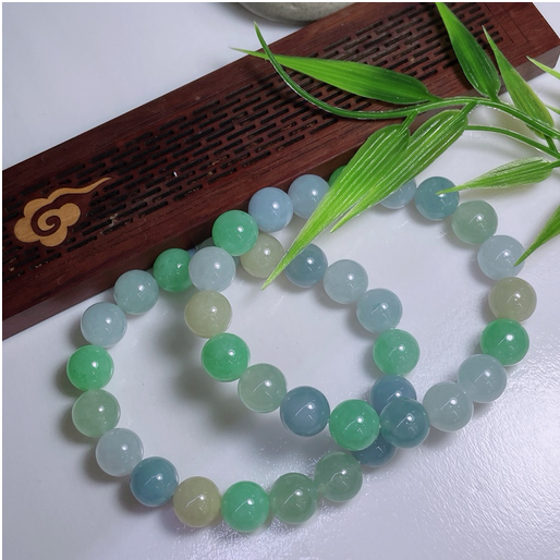 0401gz99-翡翠-翡翠馬卡龍手串約10mm（A99）