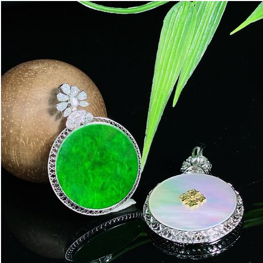 0401gz102-翡翠-18K白翡翠大圓牌（A102）