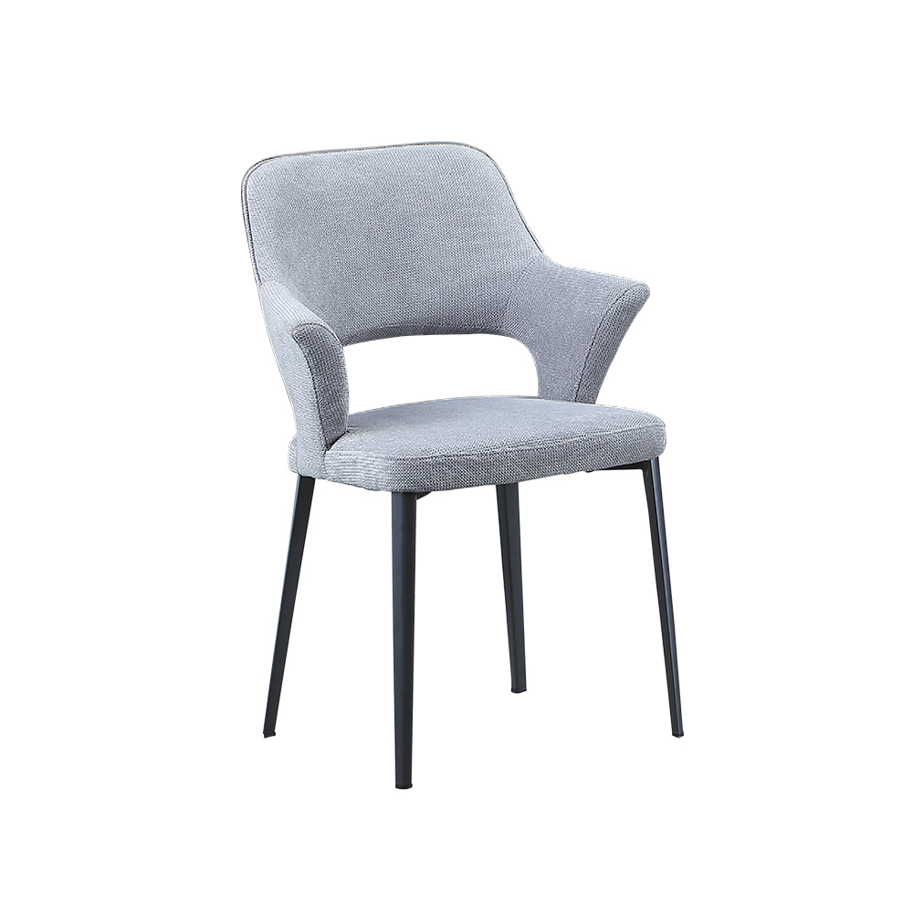 柏蒂家居-艾莉卡灰色亞麻布面扶手餐椅/休閒椅