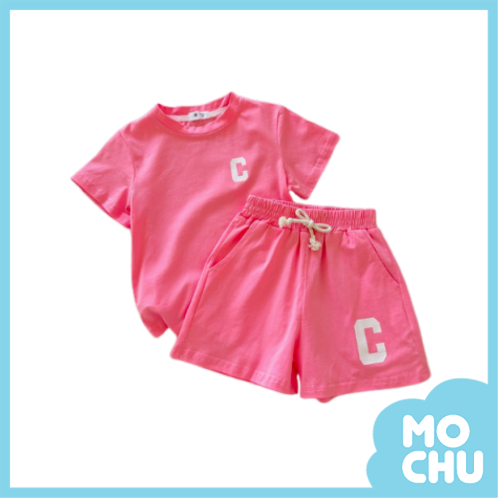 字母C短袖休閑套裝(八色)