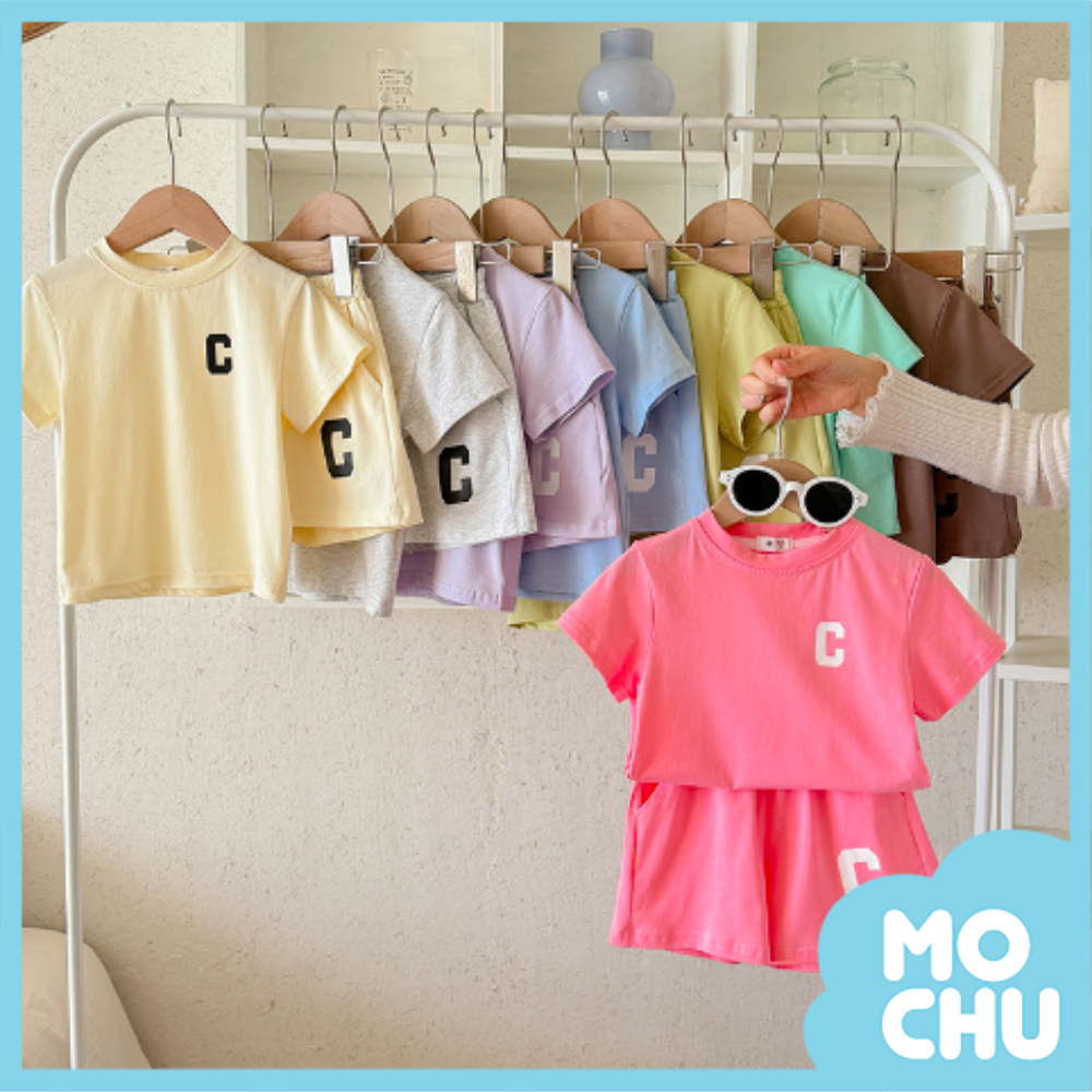 字母C短袖休閑套裝(八色)