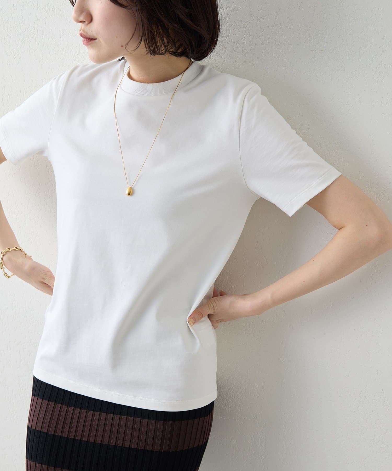 Whim Gazette(ウィム ガゼット)  スビンコットンTシャツ白（WGZ1061306A0005）