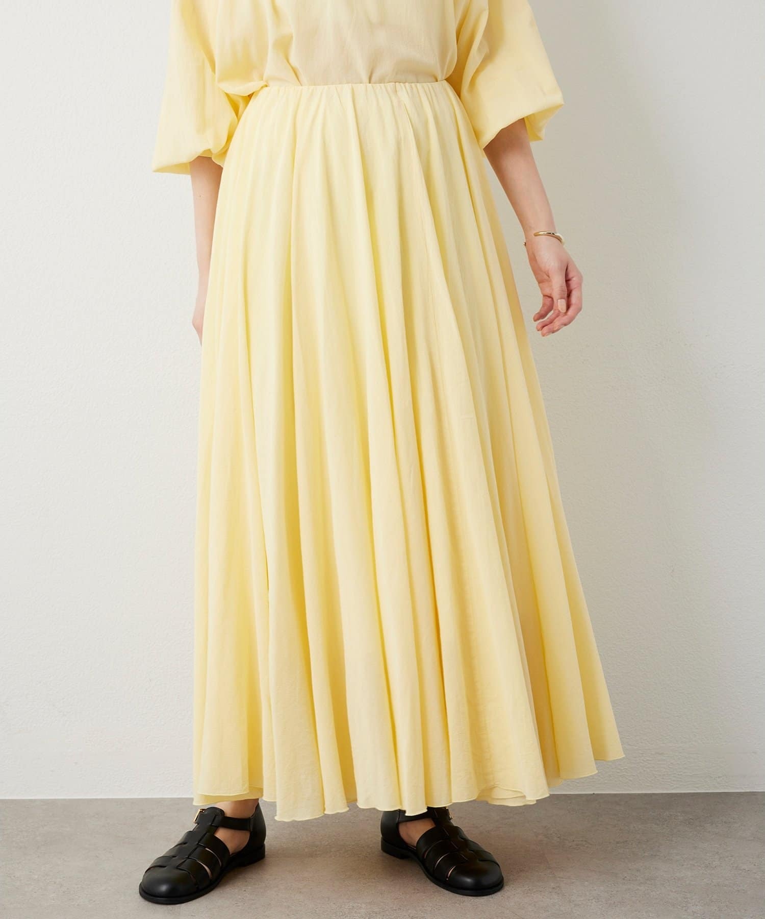 Whim Gazette(ウィム ガゼット)  製品染めカラースカート黃（WGZ1061201A0001）