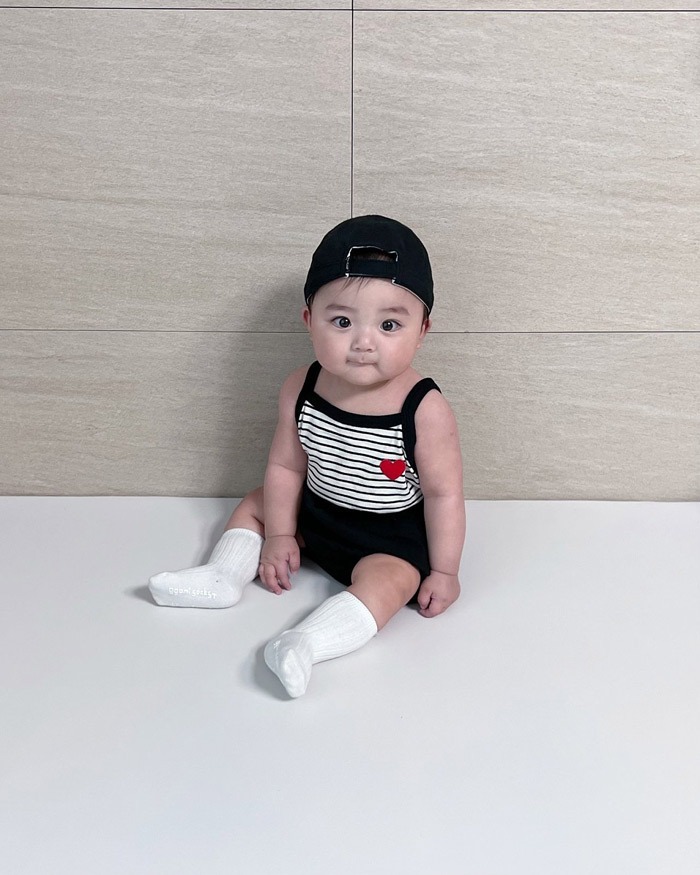 正韓夏Moran 兩色愛心條紋套裝