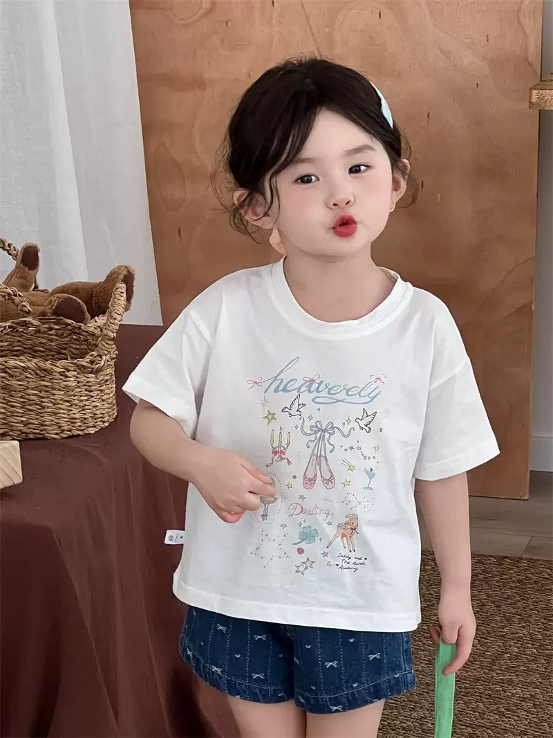 芭蕾風印花短袖上衣