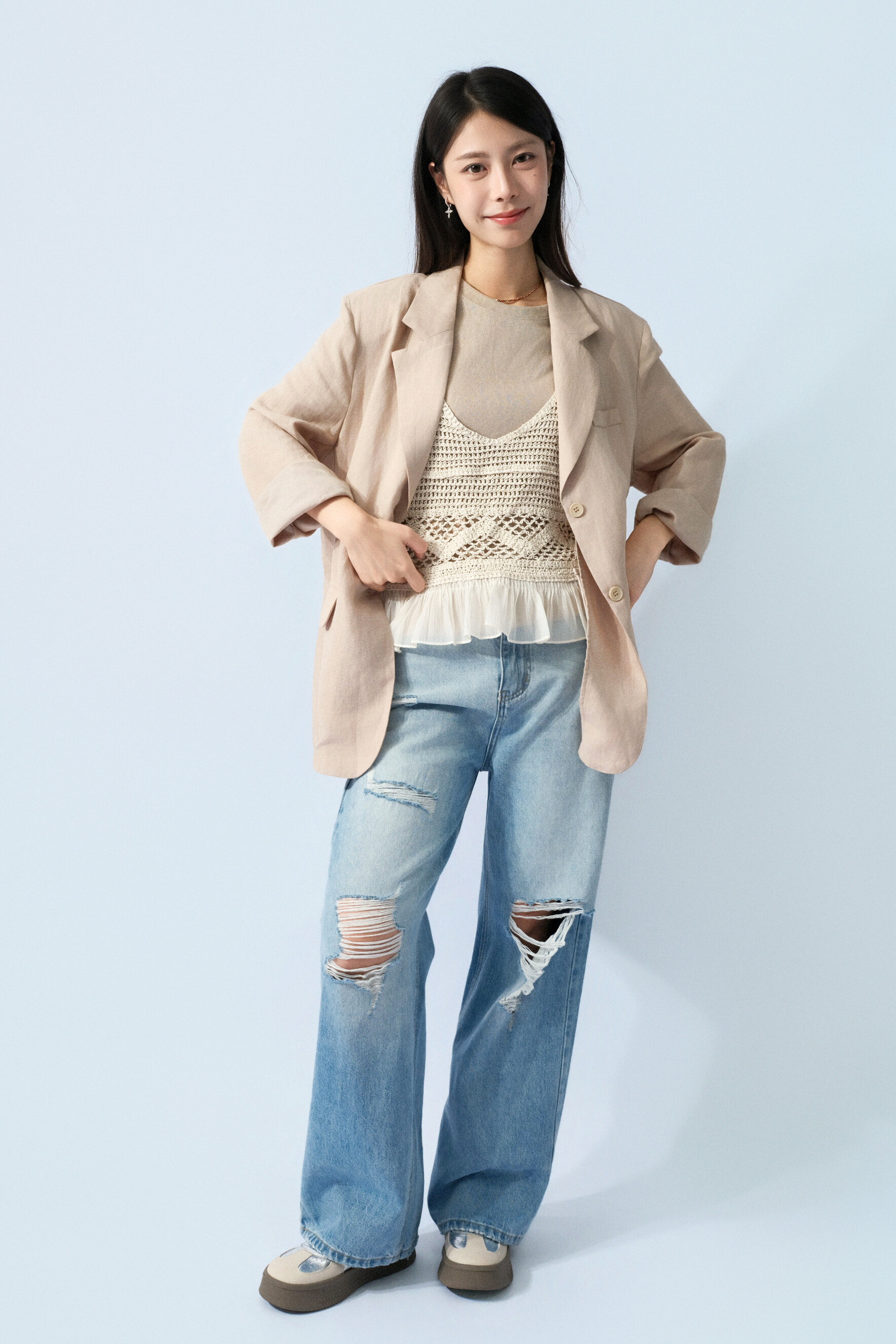 棉麻寬鬆西裝褸 ( 預購產品）