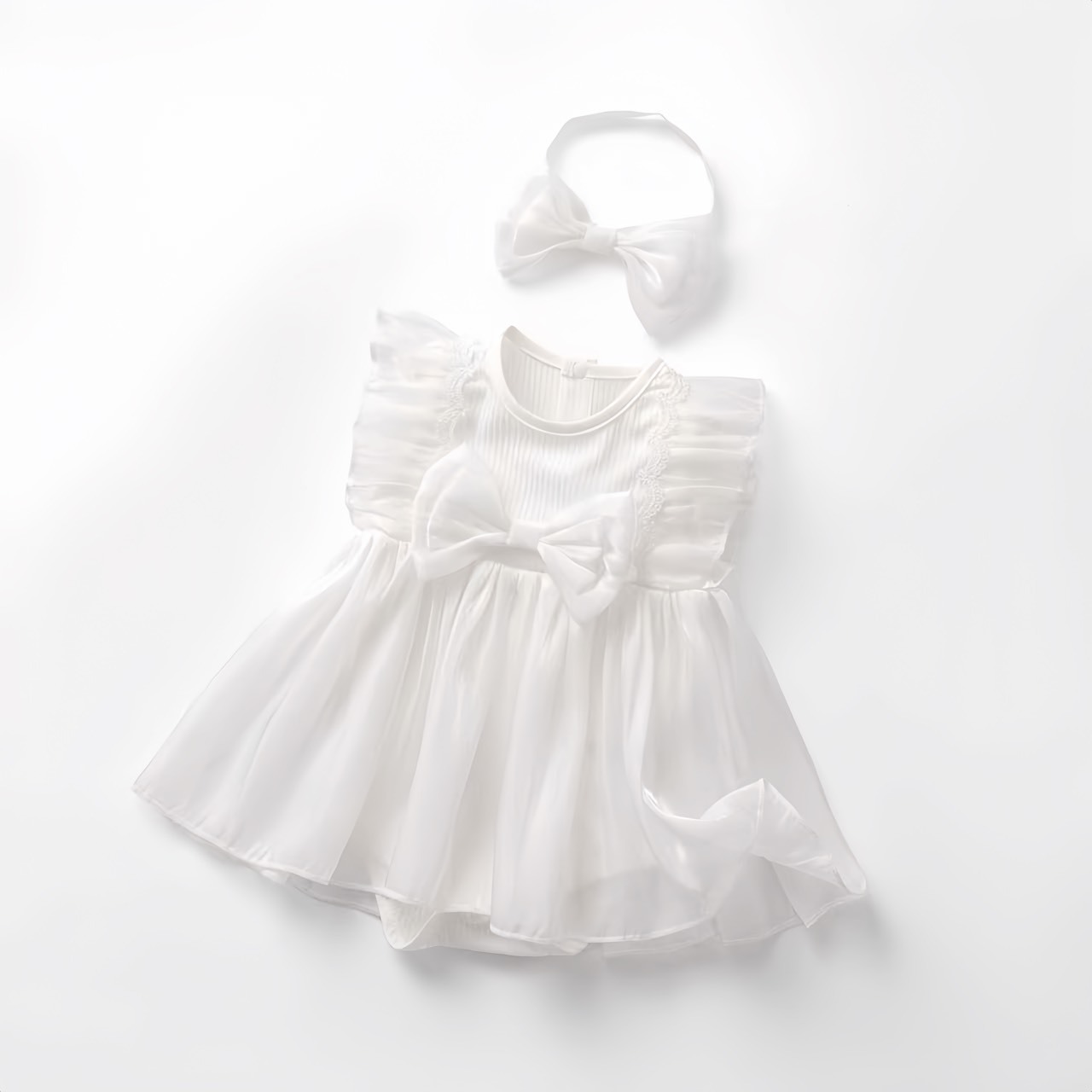 大蝴蝶結蕾絲包屁衣|含髮帶