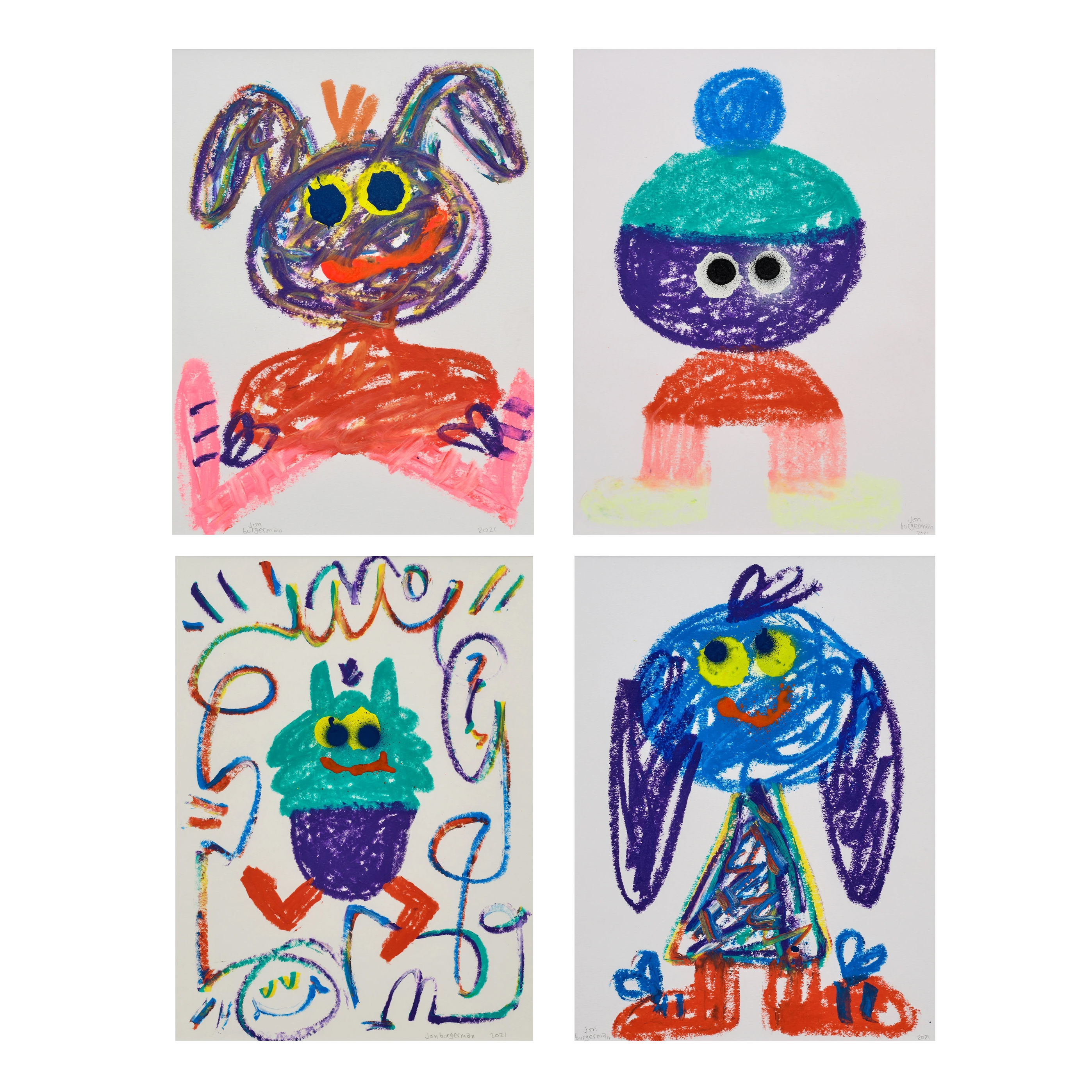 喬恩 · 布爾格曼 Jon Burgerman - (i) Sorta Cola; (ii) Scibbs Kyle; (iii) Shelld; & (iv) Sorta Goat