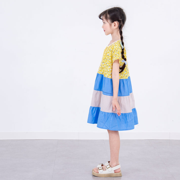 BYC03D137YW Rag-mart-小碎花協奏曲拼接蛋糕裙