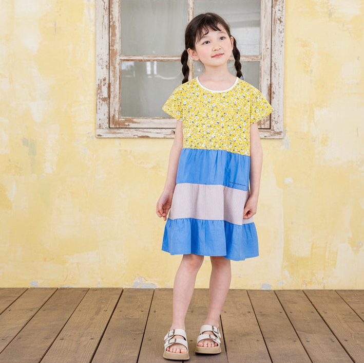 BYC03D137YW Rag-mart-小碎花協奏曲拼接蛋糕裙