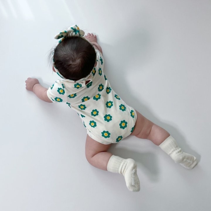 正韓夏Moran 兩色花朵包屁衣