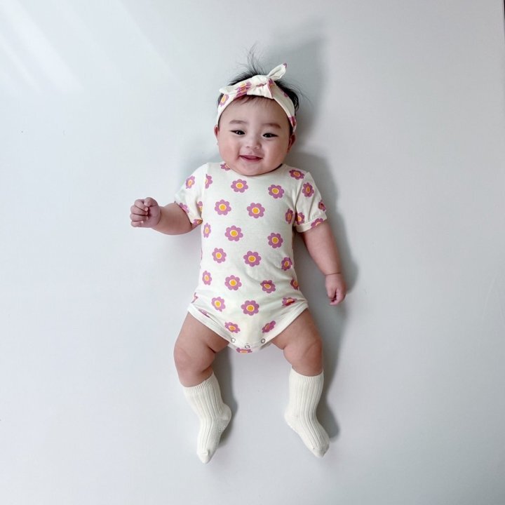 正韓夏Moran 兩色花朵包屁衣