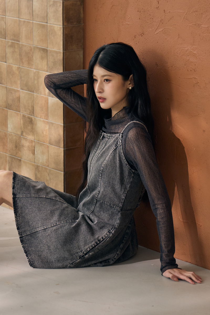 微透捲邊網紗衫