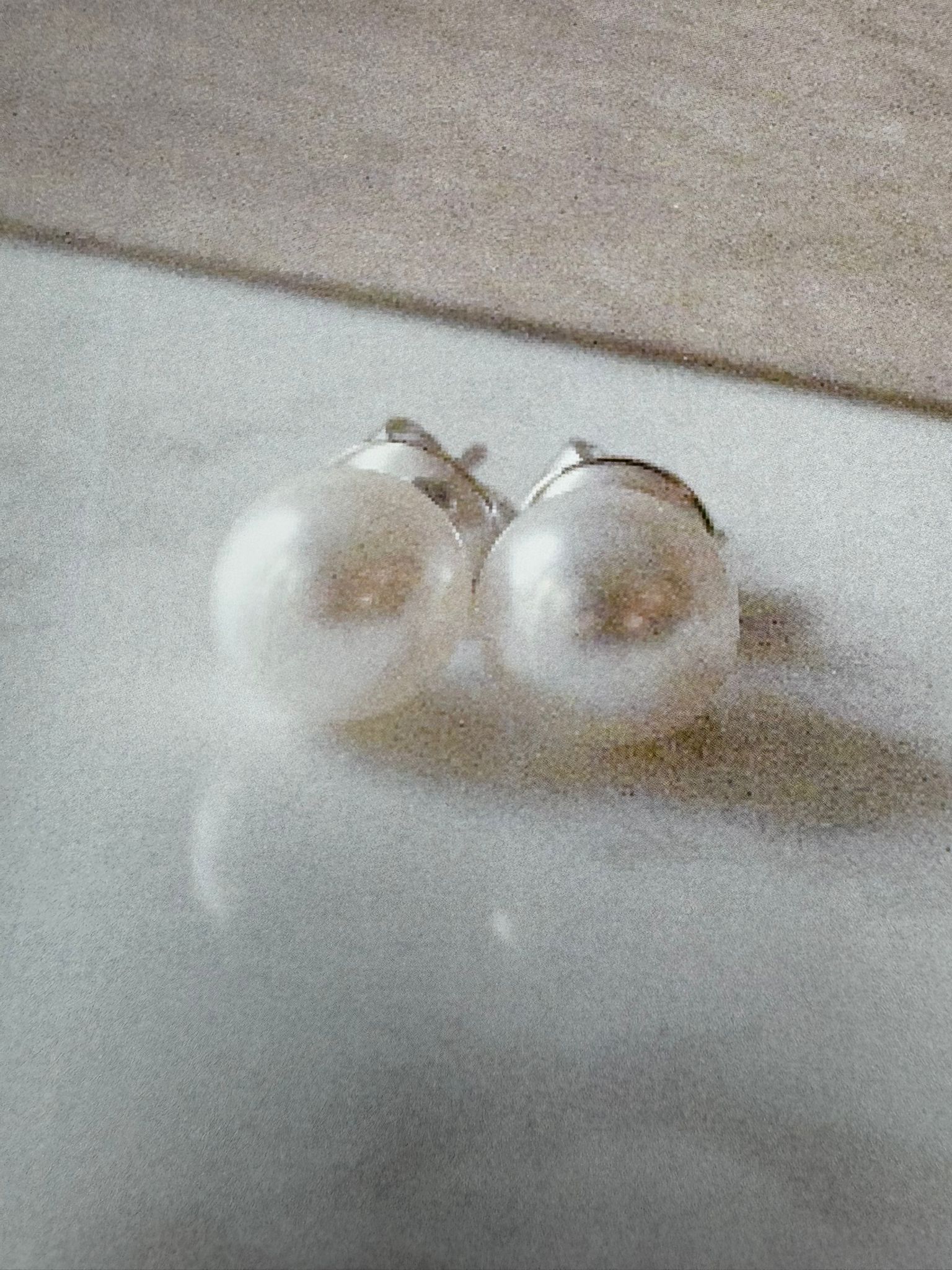 (7010) 天鵝牌水晶珍珠耳環8MM