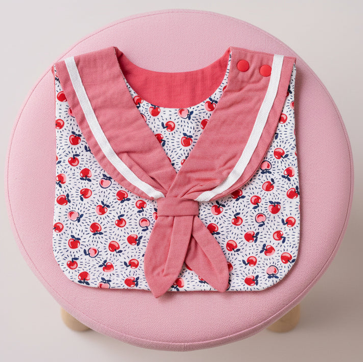 BYC03SC142RD Rag-mart-蘋果紅日系水手領雙面口水肩