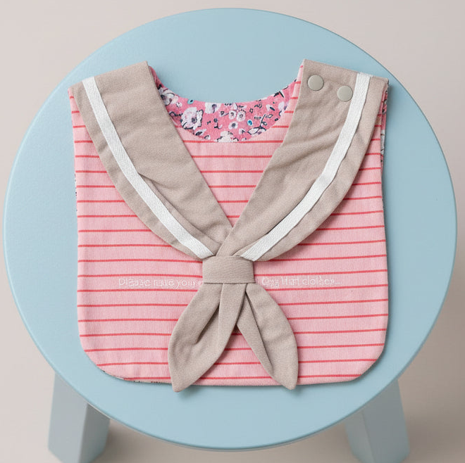 BYC03SC143PK Rag-mart-碎花粉日系水手領雙面口水肩