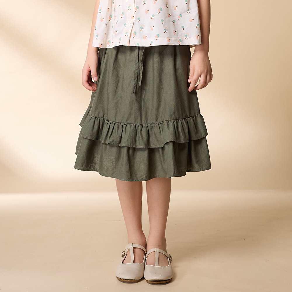 PIPPY浪漫荷葉下擺短裙 綠