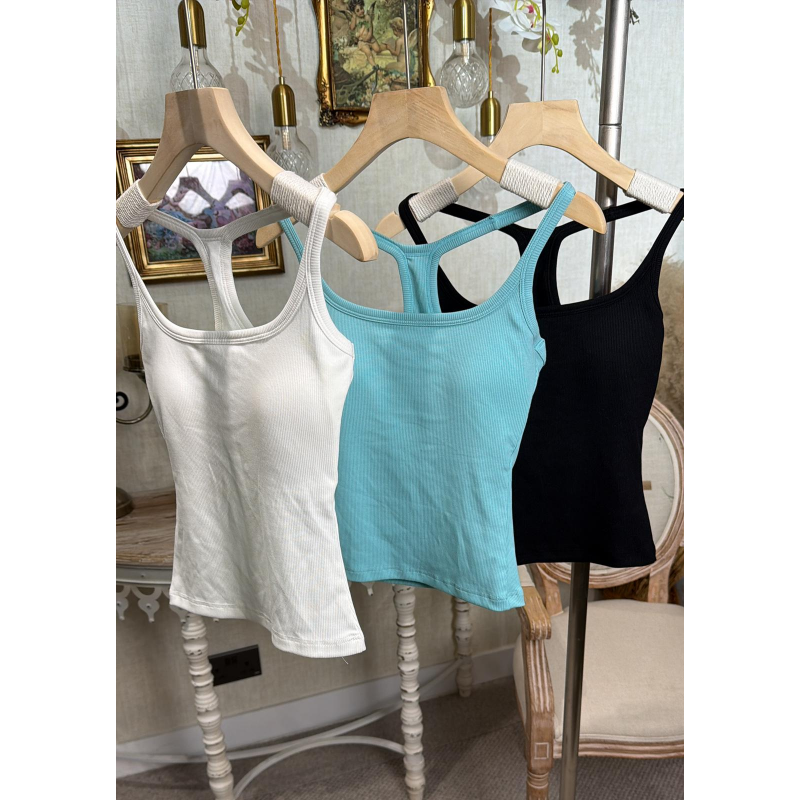 HKCG0403-017 TOP交叉露背吊帶背心 (A17白/B17黑/C17藍)