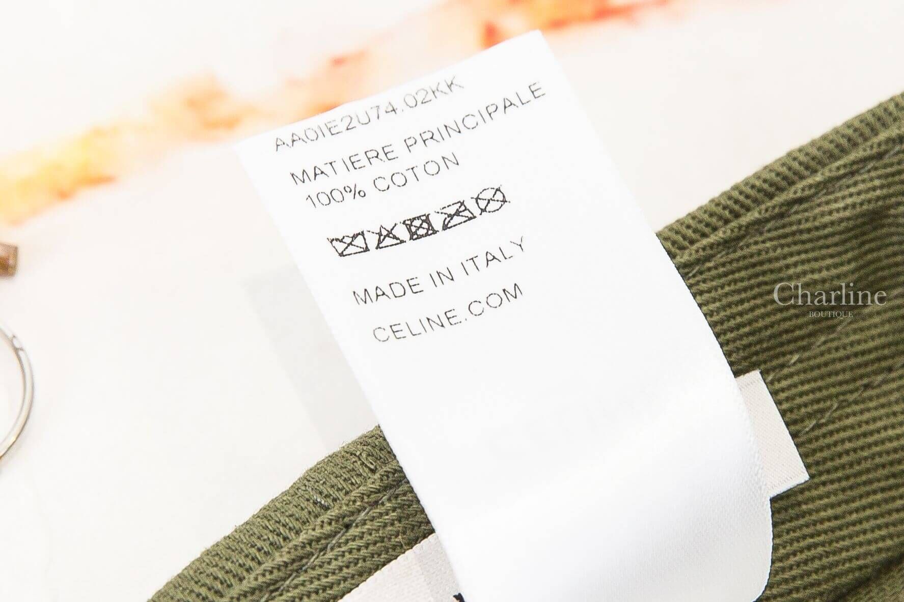 Celine Celine Richelieu Cap In Cotton Twill 卡其綠刺繡黃色字母馬車棉質棒球帽-Charline Boutique 精品代購