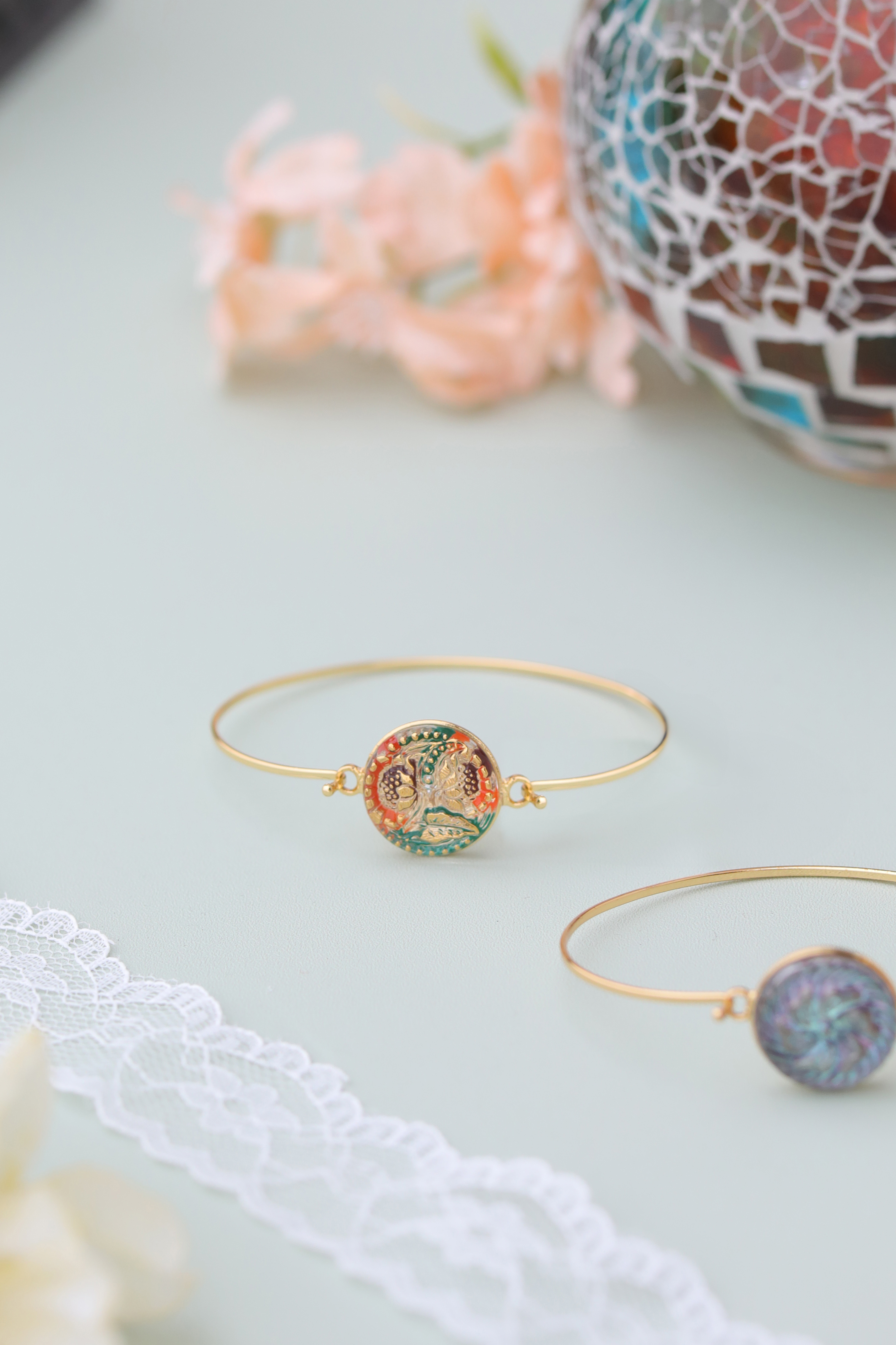 歐州航路 - 捷克玻璃鈕扣金色手鍊 LAGZ6604 (0401)