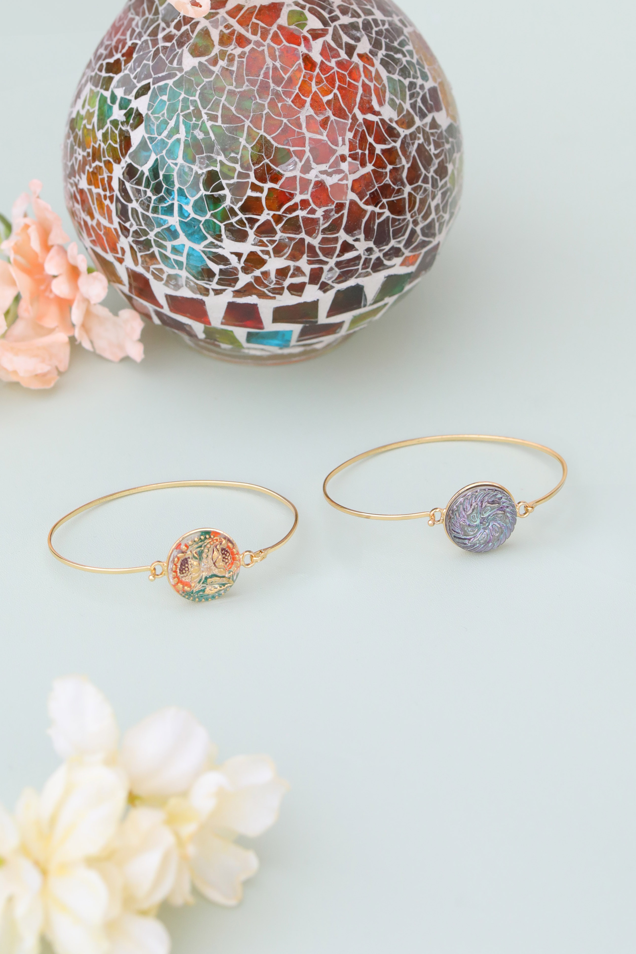 歐州航路 - 捷克玻璃鈕扣金色手鍊 LAGZ6604 (0401)