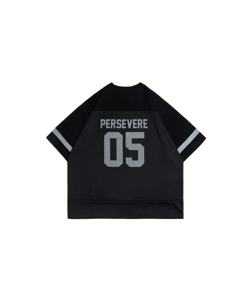 PERSEVERE MESH SPLICE JERSEY T-SHIRT - BLACK