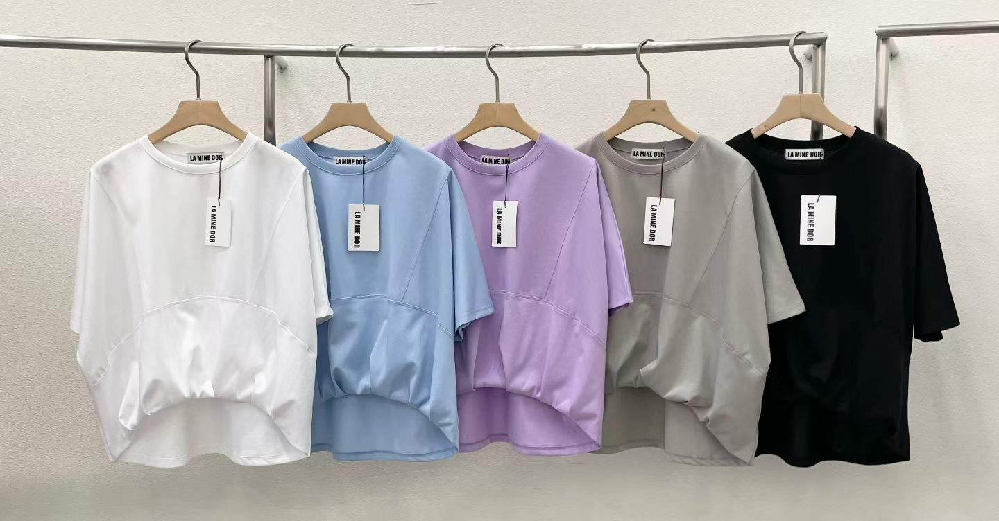 LA6003 前短後長橡筋收腰Tee