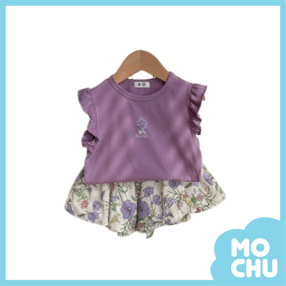 紫環花+碎花褲裙套裝