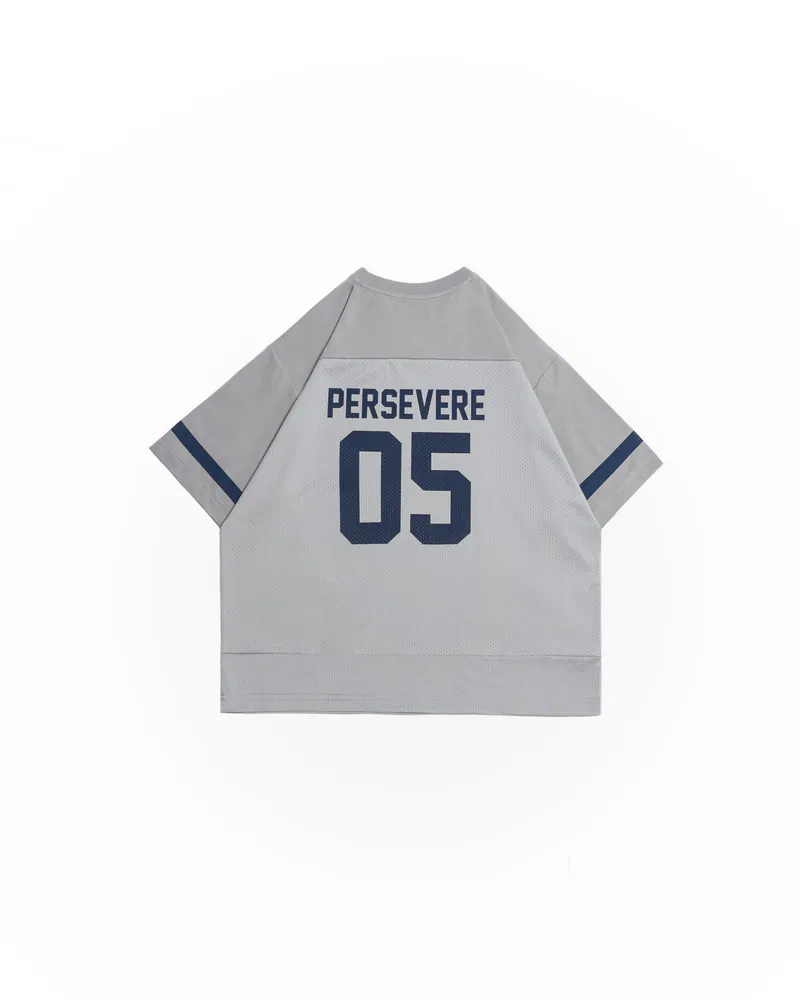 PERSEVERE MESH SPLICE JERSEY T-SHIRT - LIGHT GREY