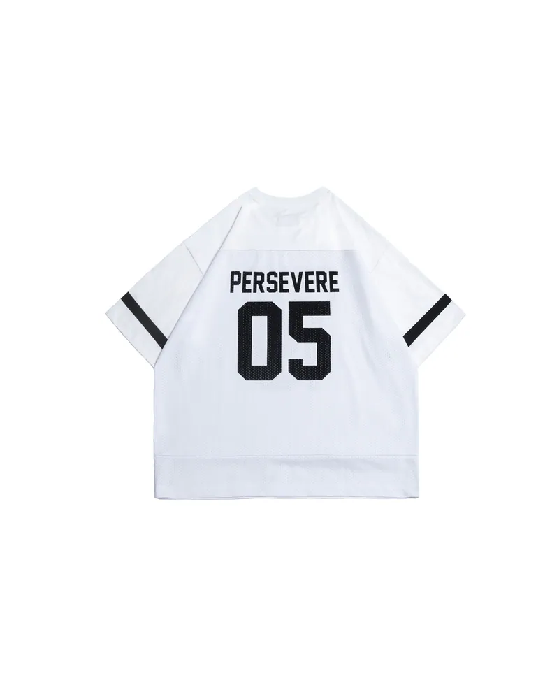 PERSEVERE MESH SPLICE JERSEY T-SHIRT - WHITE