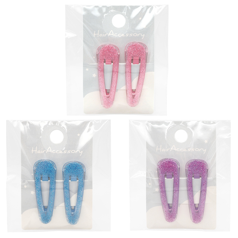 髮夾/透明亮粉 2入