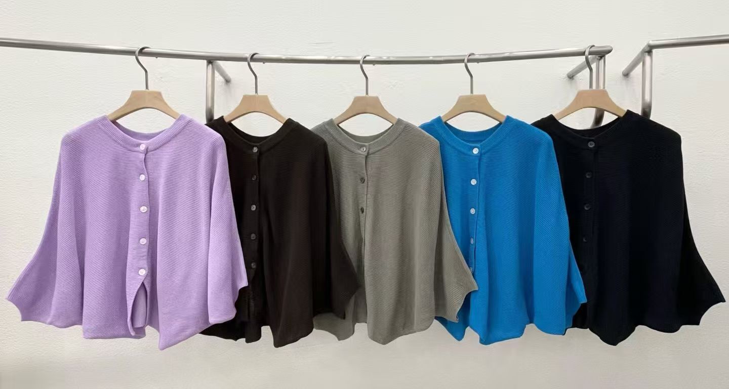 LA6008 排扣圓領飄飄針織外套