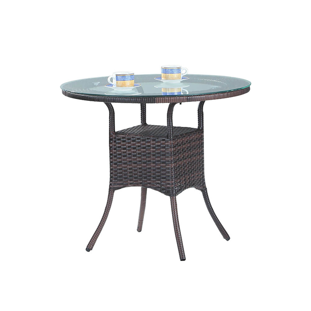 柏蒂家居-麗荷2.7尺休閒藤編玻璃圓型桌/戶外庭院桌/小型餐桌/洽談桌