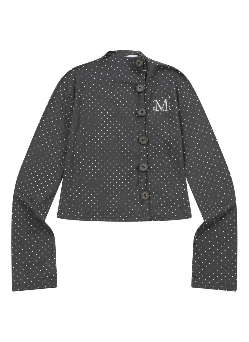 【 4/19收單 】MUCENT  復古波點側釦 雲感純棉短版罩衫 韓國