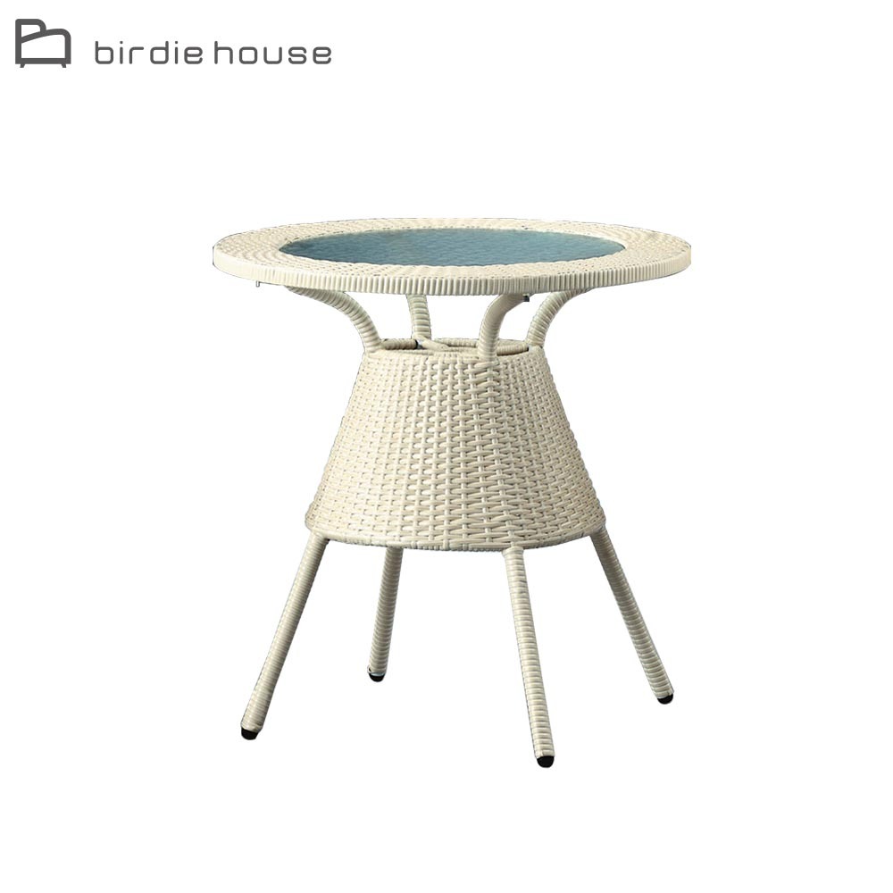 柏蒂家居-萊拉2.1尺休閒藤編玻璃圓型桌/戶外庭院桌/小型餐桌/洽談桌