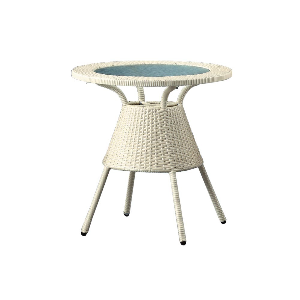 柏蒂家居-萊拉2.1尺休閒藤編玻璃圓型桌/戶外庭院桌/小型餐桌/洽談桌