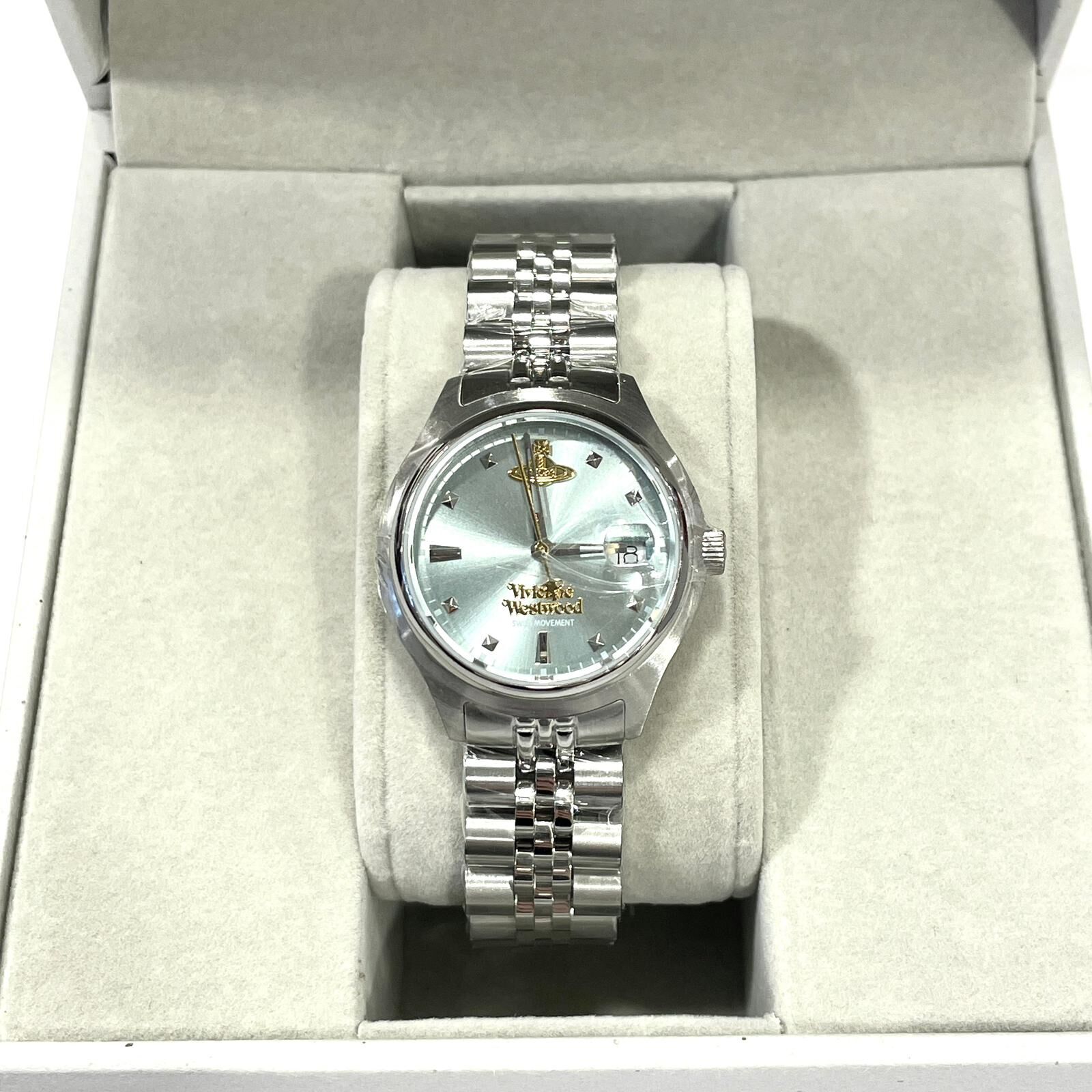 本月出位價!!! 全新VIVIENNE WESTWOOD WATCH 29mm , VV311LBLSL , LITTLE CAMBERWELL ,粉藍面/銀色鋼錶,石英機芯 #西太后手錶 #BRAND NEW #香榭站正品