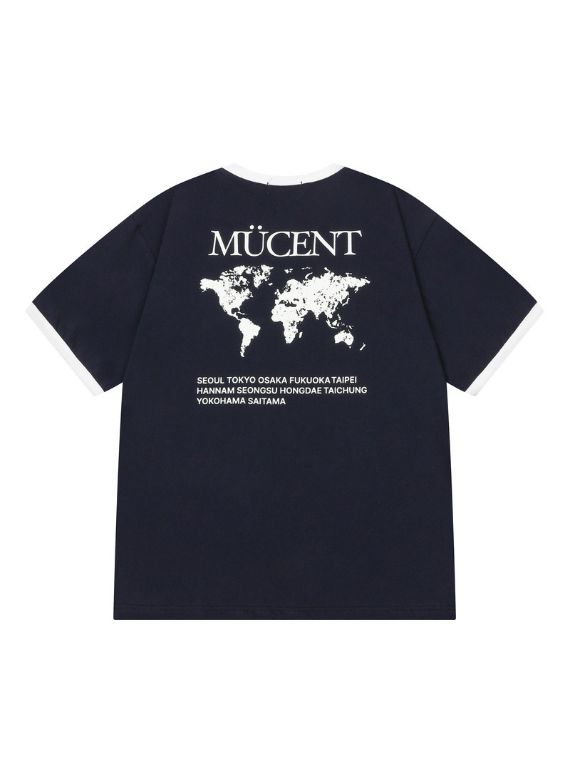 【 4/19收單 】MUCENT 世界地圖 撞色滾邊短T 韓國