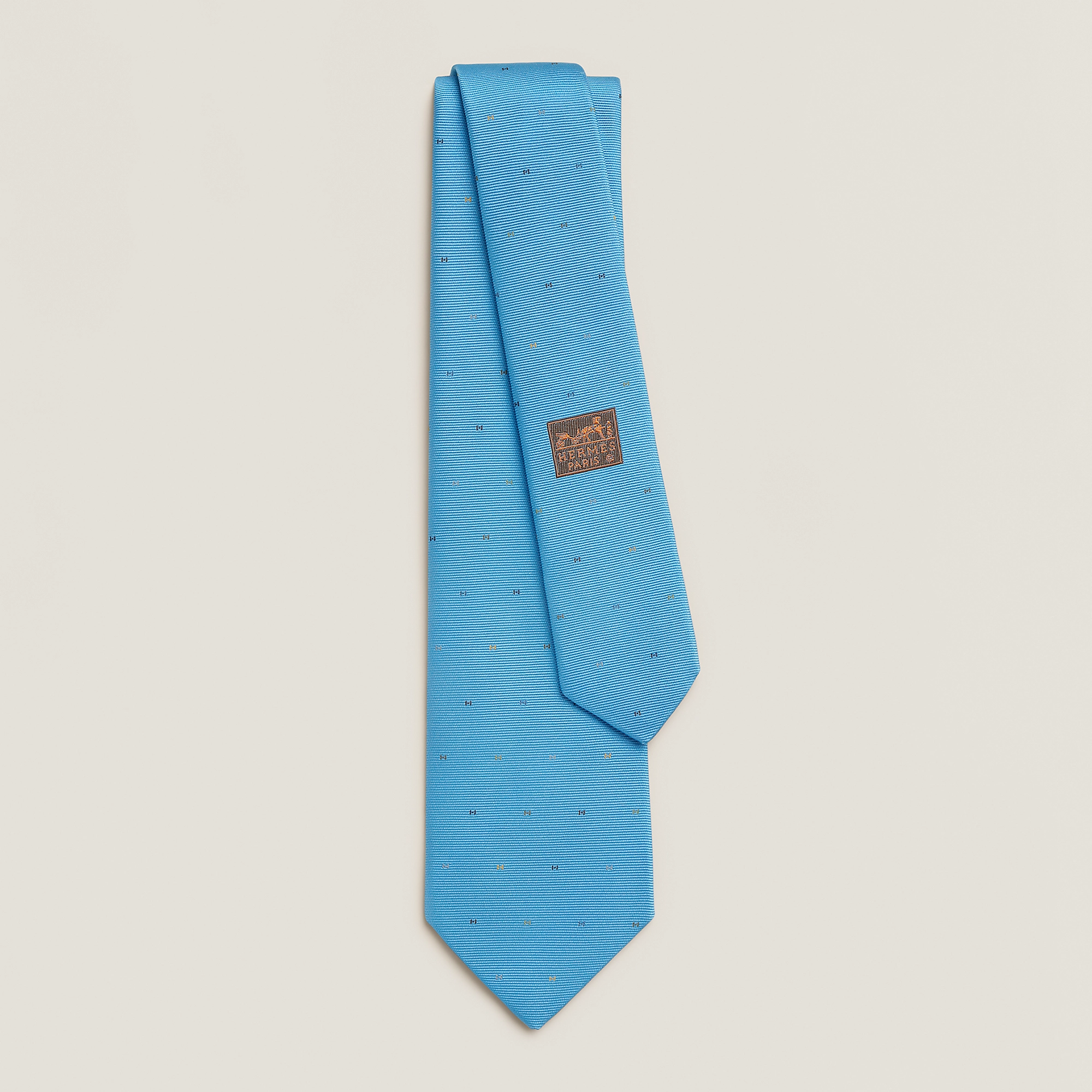 HERMES H Micro tie ciel / jaune / bleu marineNo.63