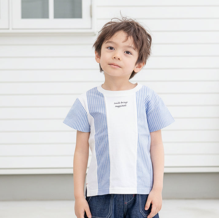 BYC03T146WE Rag-mart-日系清爽美學直紋拼接上衣