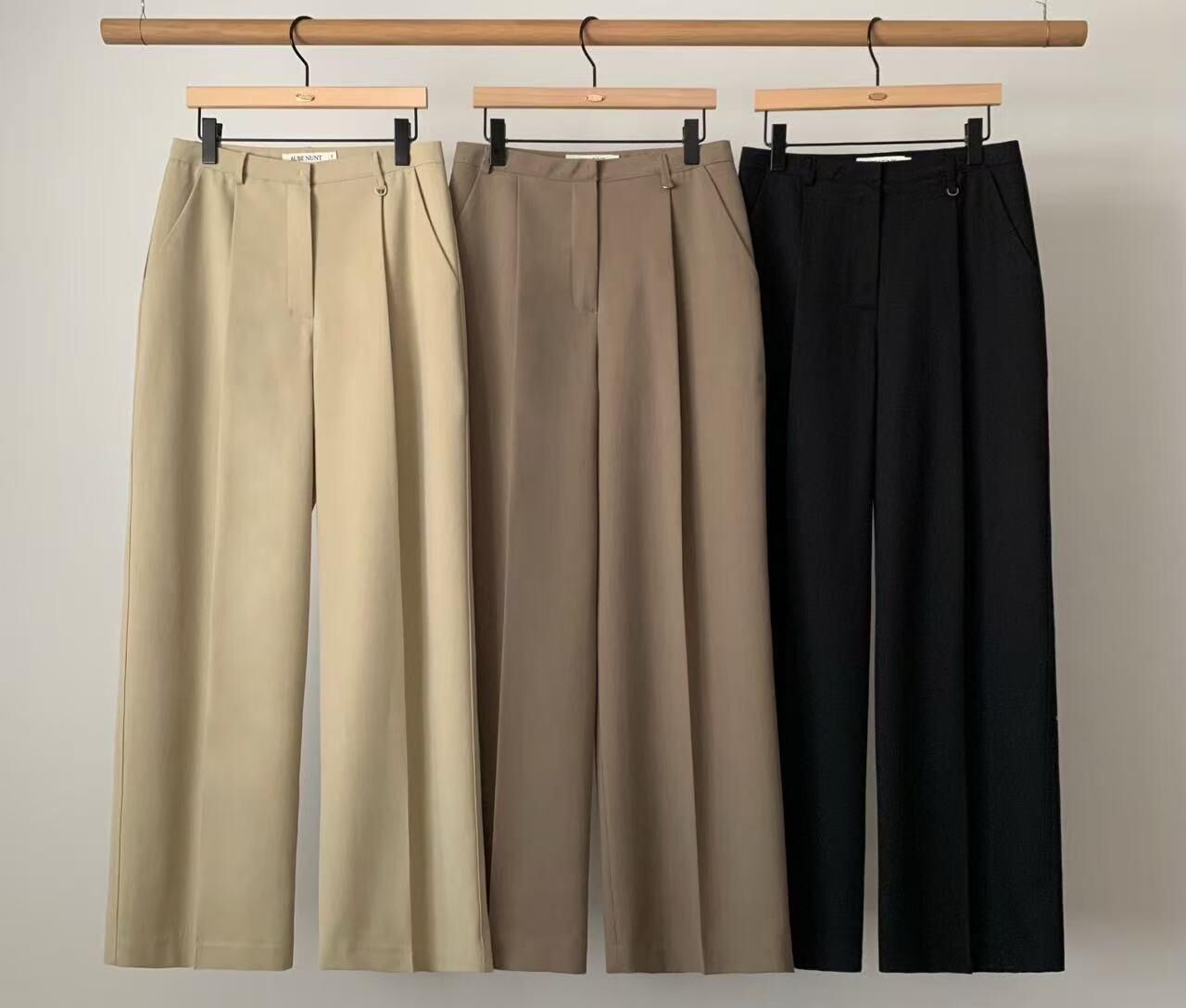 AU6009 壓褶闊腳西褲