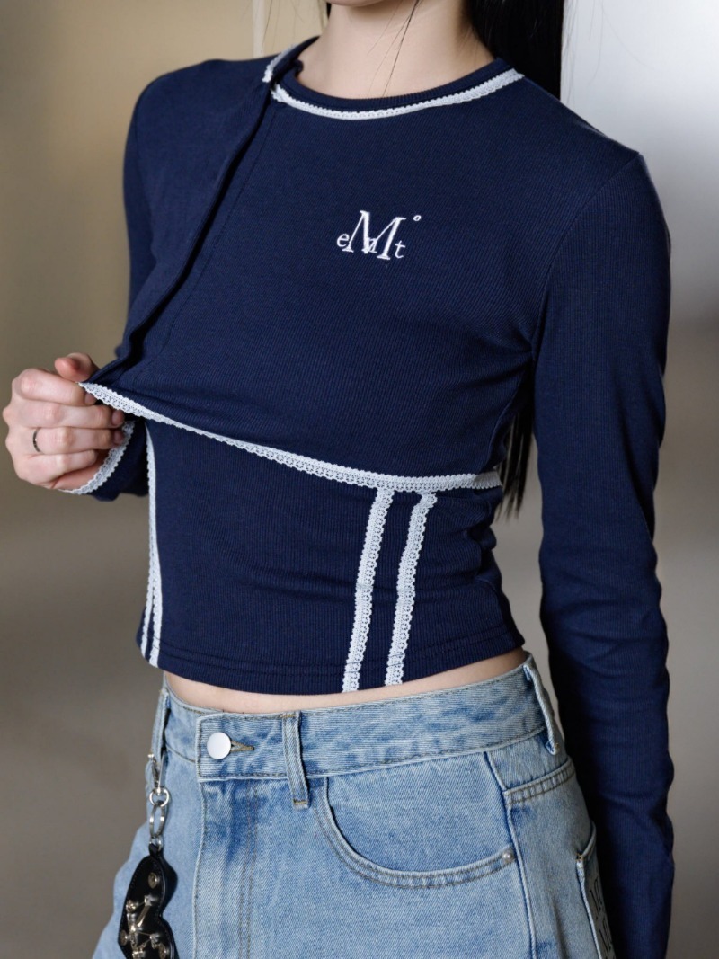 【 4/19收單 】MUCENT 蕾絲滾邊短版罩衫背心套組 韓國