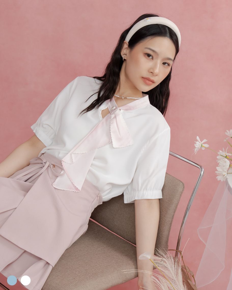 暈染設計領巾上衣