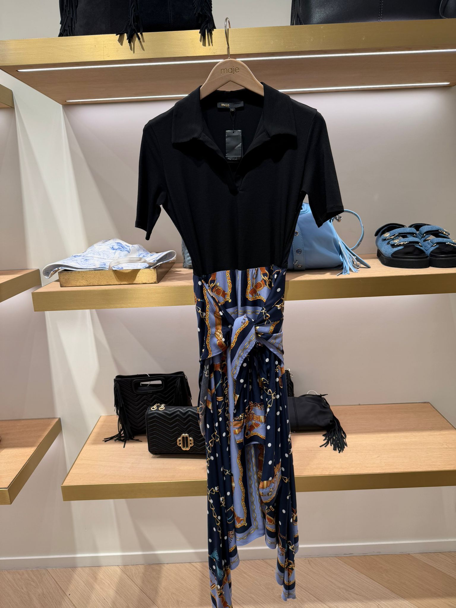 Maje 黑色短袖有領襯衫 #MFPRO03730