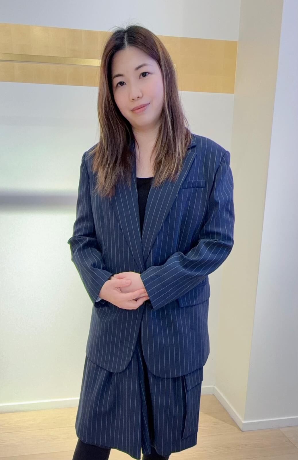 Maje 直條白幼紋有袋藍色褲 #MFPSH00572