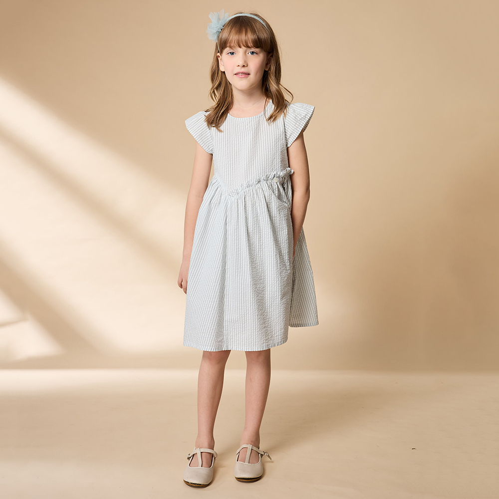 PIPPY 不對稱剪接個性圓領洋裝 灰