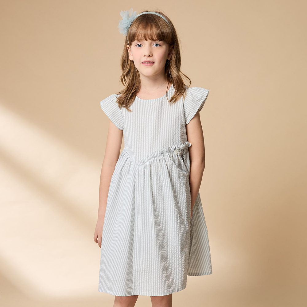 PIPPY 不對稱剪接個性圓領洋裝 灰