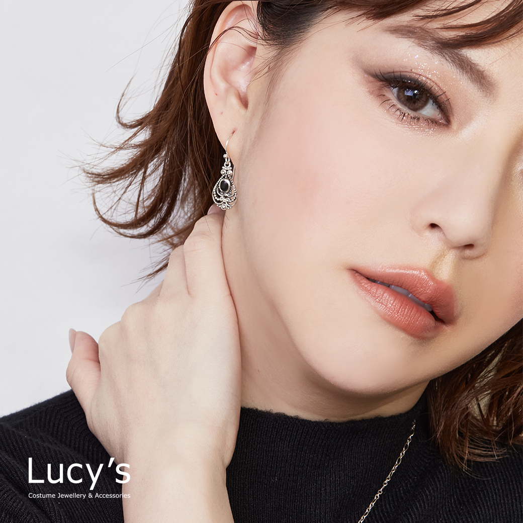 925純銀 晝夜宮廷 硫化耳勾耳環 (二色) (113423/113424)