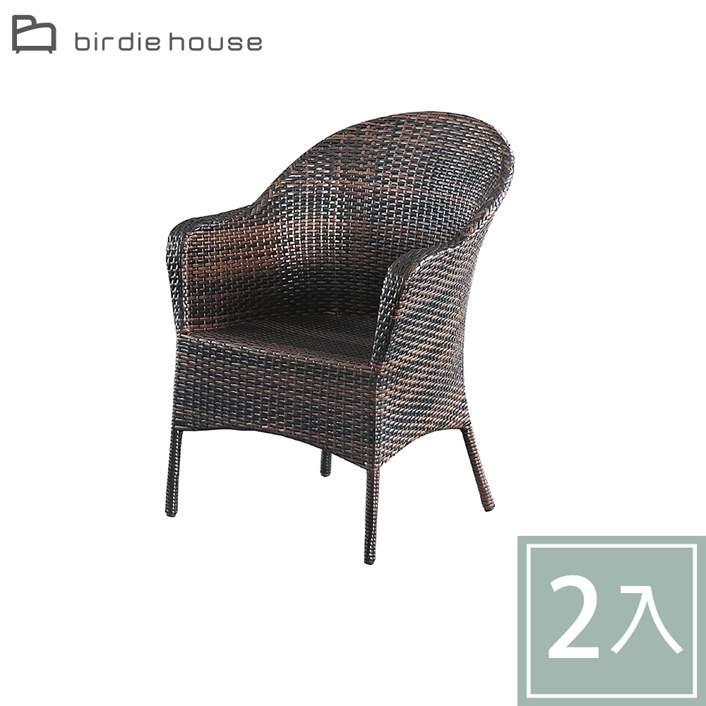 柏蒂家居-麗荷休閒扶手餐椅/陽台藤編椅/戶外庭院椅/洽談椅-二入組合