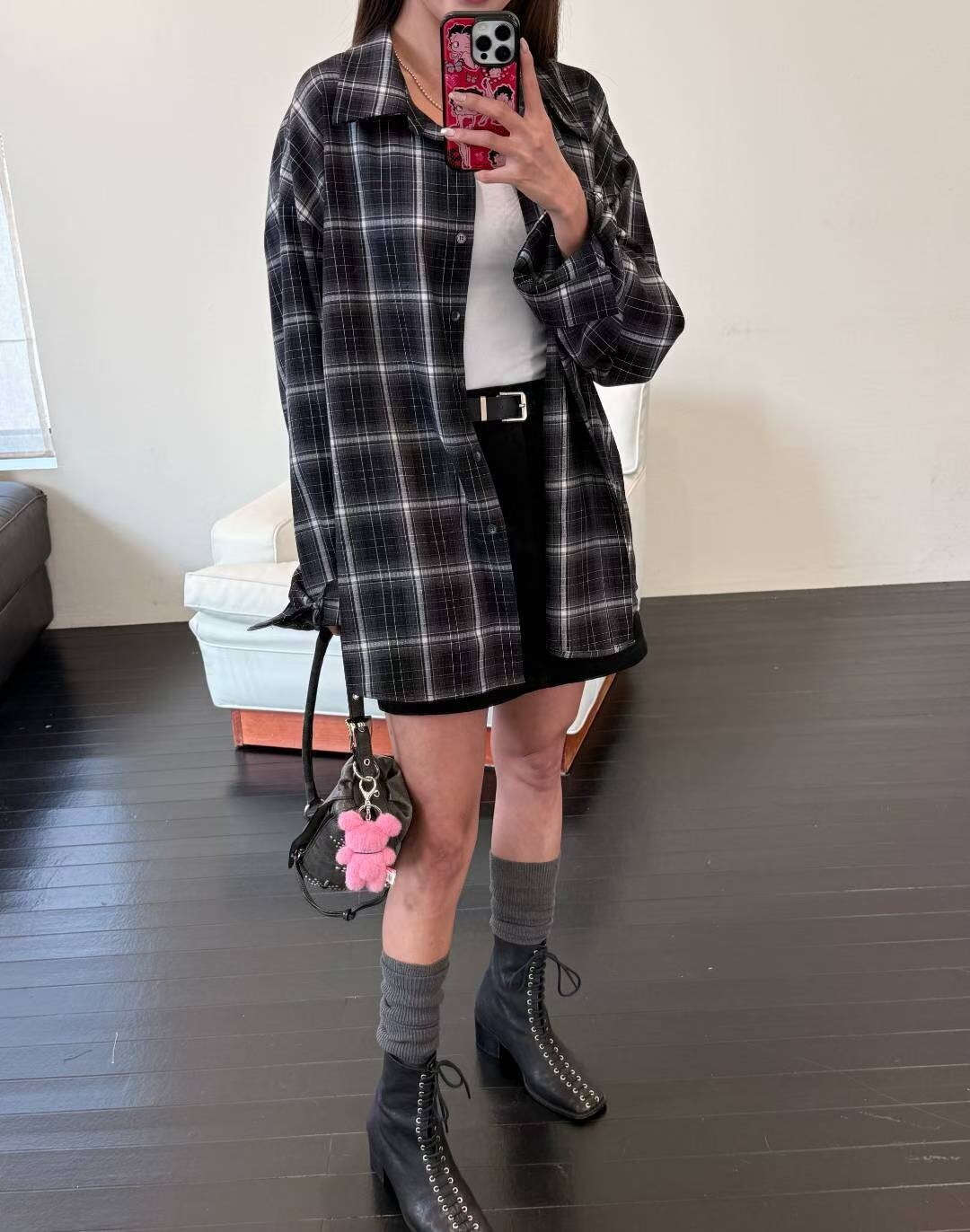 背布標格紋免燙襯衫